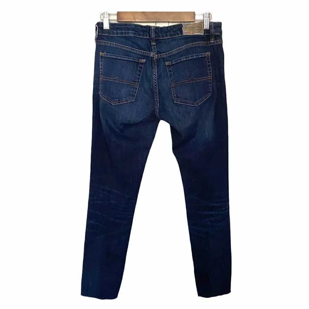 Denim & Supply Ralph Lauren Raw Hem Dark Wash Whiskered Skinny Jeans Size 29
